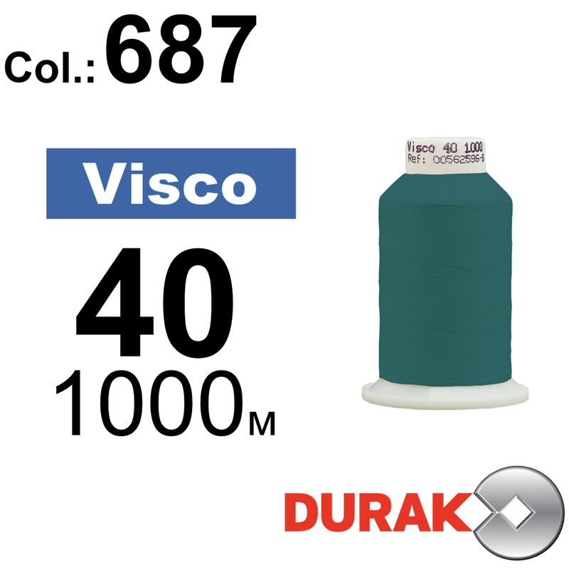 Нитки для машинної вишивки, Visco, віскоза, N40 (120D/2), довжина 1000 м., колір (0687) к6