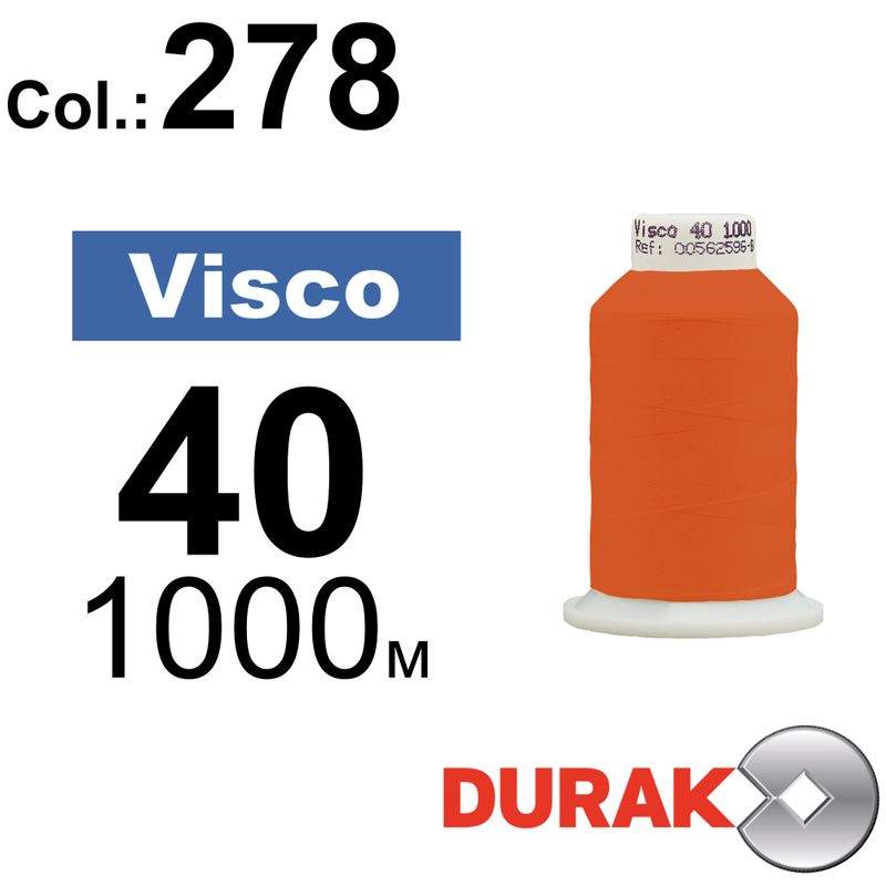 Нитки для машинної вишивки, Visco, віскоза, N40 (120D/2), довжина 1000 м., колір (0278) к7