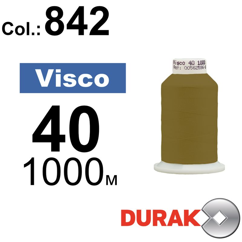 Нитки для машинної вишивки, Visco, віскоза, N40 (120D/2), довжина 1000 м., колір (0842) к8
