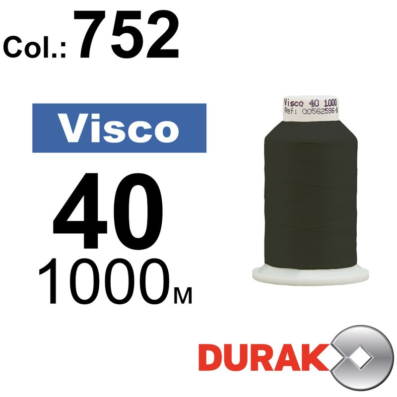 Нитки для машинної вишивки, Visco, віскоза, N40 (120D/2), довжина 1000 м., колір (0752) к8