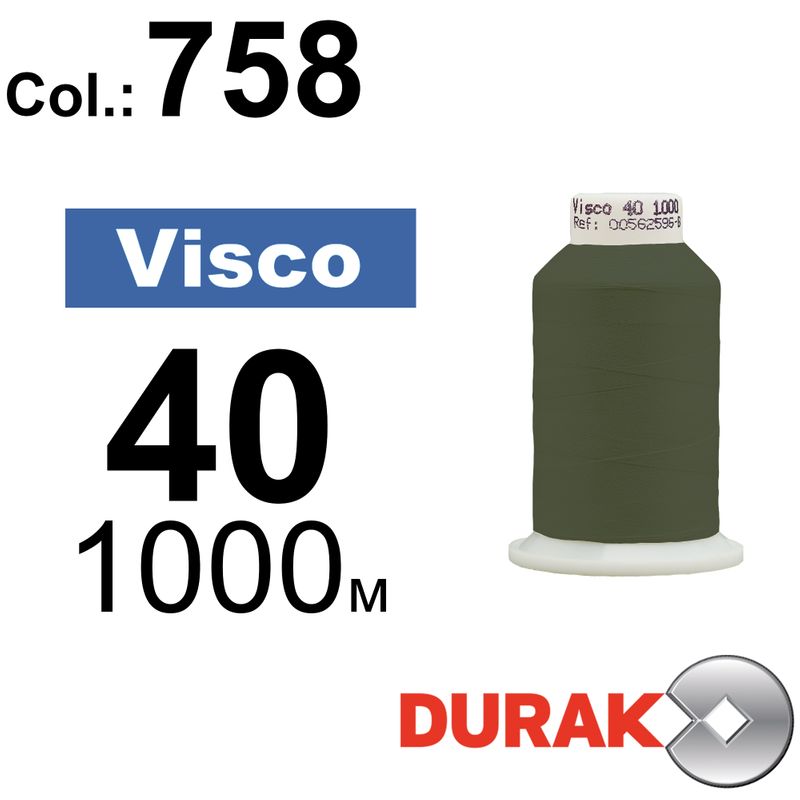 Нитки для машинної вишивки, Visco, віскоза, N40 (120D/2), довжина 1000 м., колір (0758) к9