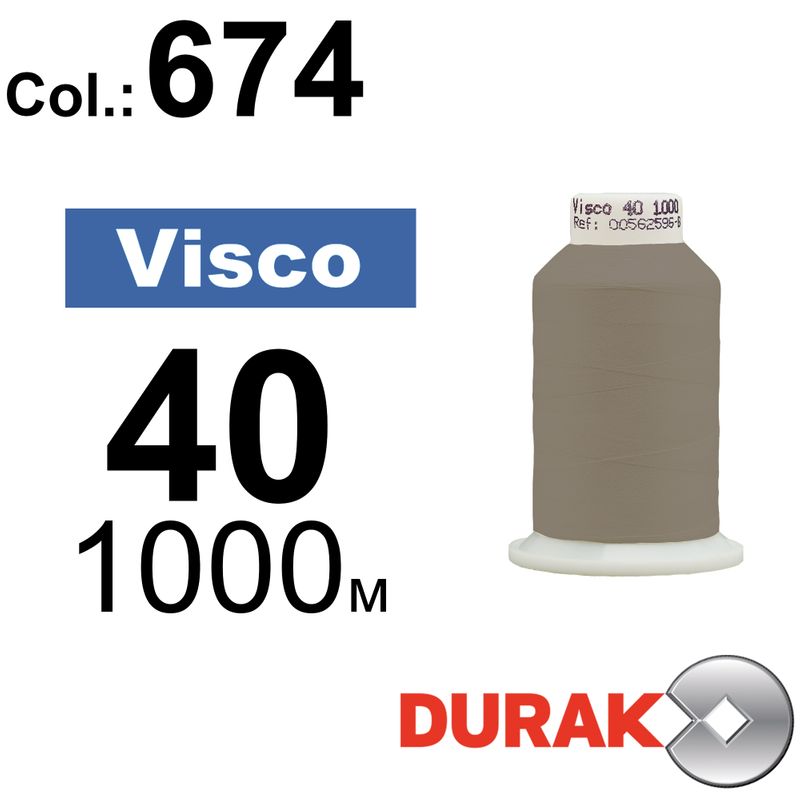 Нитки для машинної вишивки, Visco, віскоза, N40 (120D/2), довжина 1000 м., колір (0674) к9