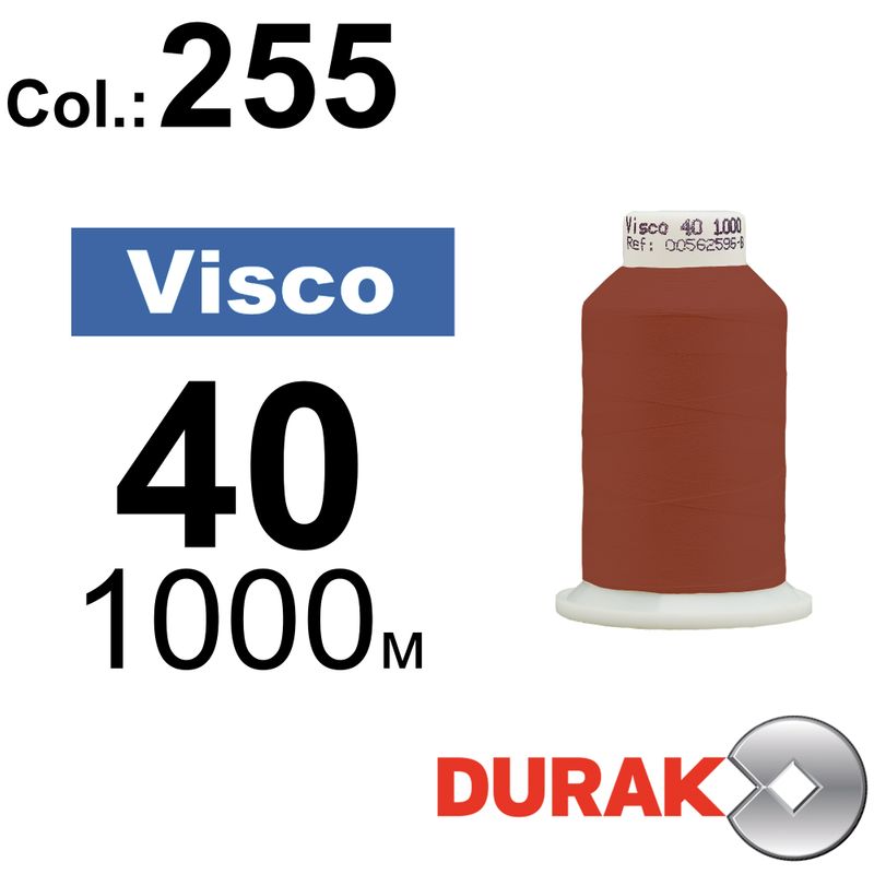 Нитки для машинної вишивки, Visco, віскоза, N40 (120D/2), довжина 1000 м., колір (0255) к10