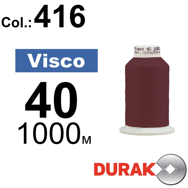 Нитки для машинної вишивки, Visco, віскоза, N40 (120D/2), довжина 1000 м., колір (0416) к11