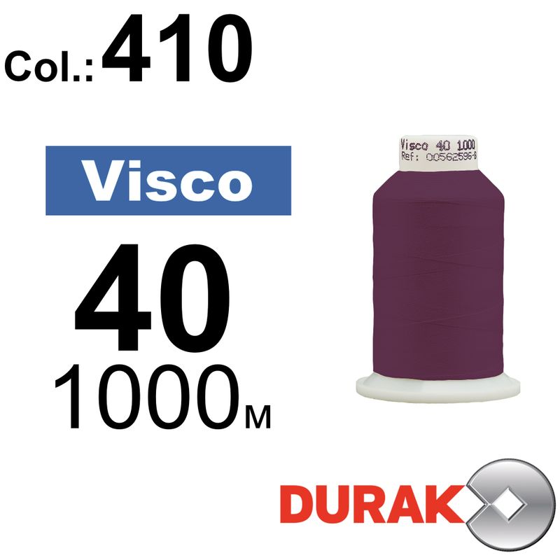 Нитки для машинної вишивки, Visco, віскоза, N40 (120D/2), довжина 1000 м., колір (0410) к12
