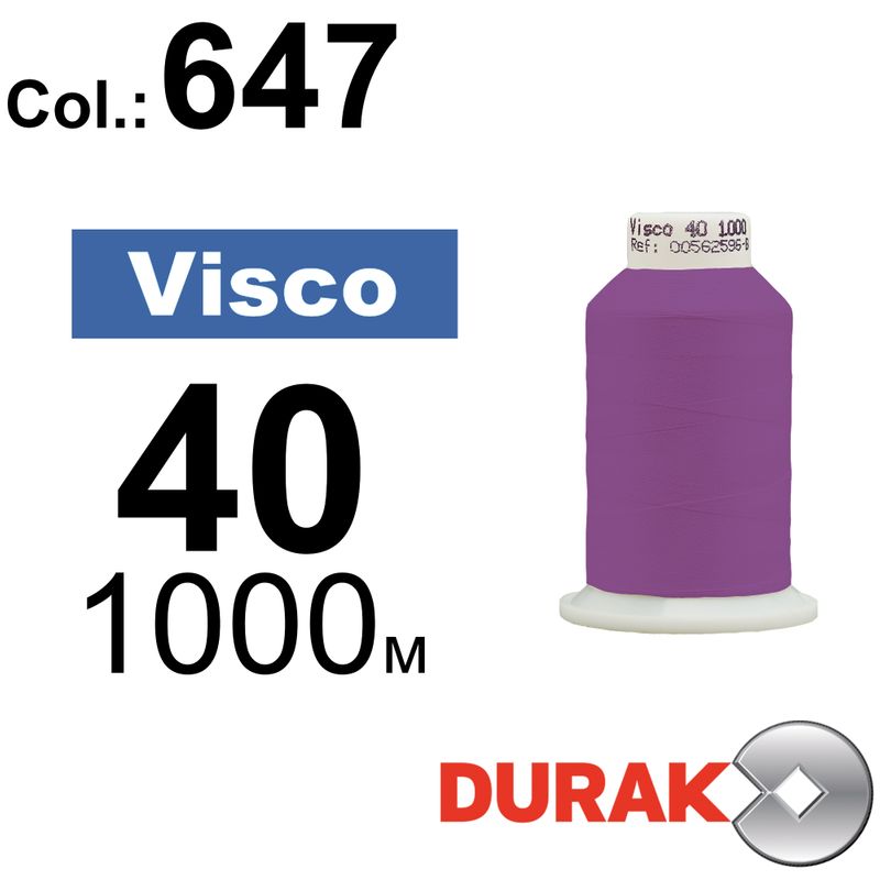 Нитки для машинної вишивки, Visco, віскоза, N40 (120D/2), довжина 1000 м., колір (0647) к12