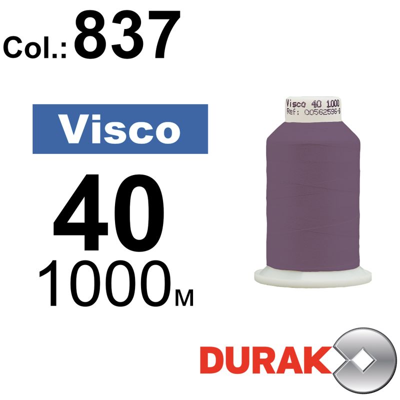 Нитки для машинної вишивки, Visco, віскоза, N40 (120D/2), довжина 1000 м., колір (0837) к12