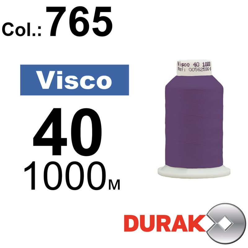 Нитки для машинної вишивки, Visco, віскоза, N40 (120D/2), довжина 1000 м., колір (0765) к12