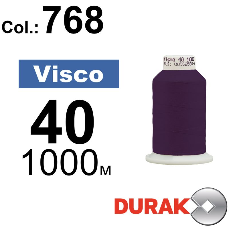 Нитки для машинної вишивки, Visco, віскоза, N40 (120D/2), довжина 1000 м., колір (0768) к12