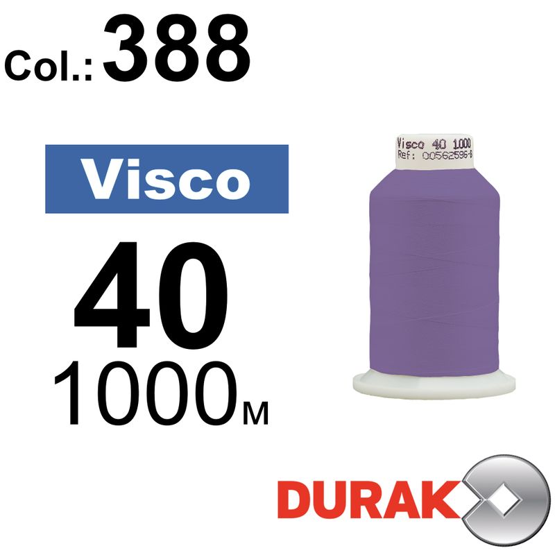 Нитки для машинної вишивки, Visco, віскоза, N40 (120D/2), довжина 1000 м., колір (0388) к12