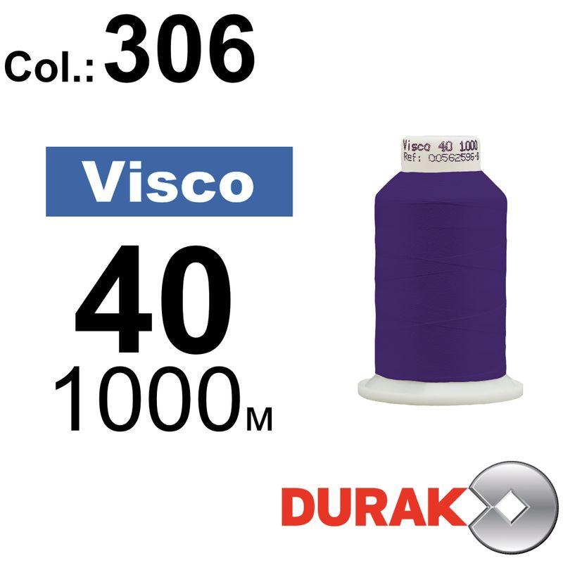 Нитки для машинної вишивки, Visco, віскоза, N40 (120D/2), довжина 1000 м., колір (0306) к12