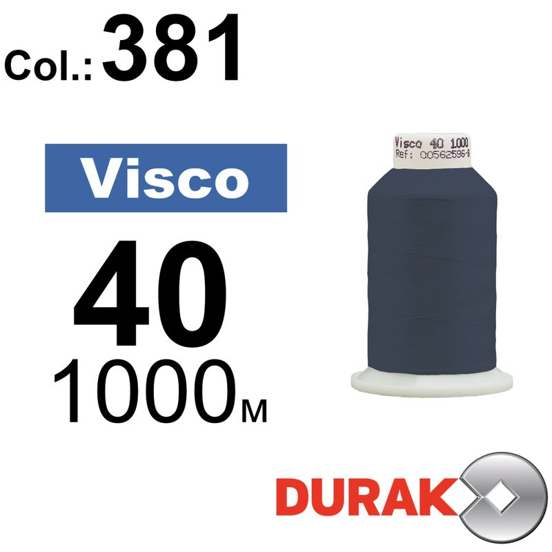 Нитки для машинної вишивки, Visco, віскоза, N40 (120D/2), довжина 1000 м., колір (0381) к14