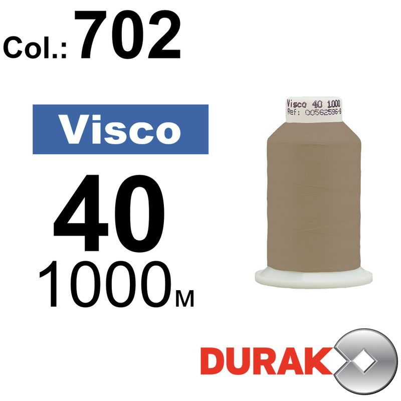 Нитки для машинної вишивки, Visco, віскоза, N40 (120D/2), довжина 1000 м., колір (0702) к17