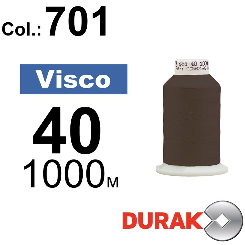 Нитки для машинної вишивки, Visco, віскоза, N40 (120D/2), довжина 1000 м., колір (0701) к17