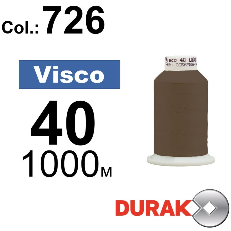 Нитки для машинної вишивки, Visco, віскоза, N40 (120D/2), довжина 1000 м., колір (0726) к18