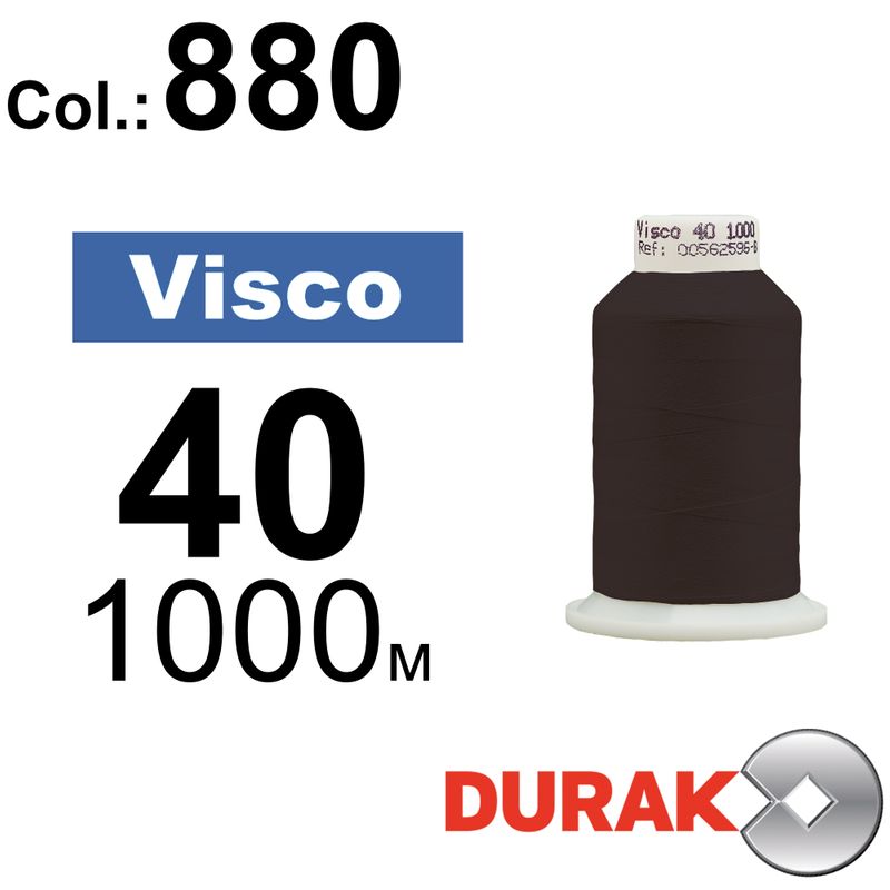 Нитки для машинної вишивки, Visco, віскоза, N40 (120D/2), довжина 1000 м., колір (0880) к18