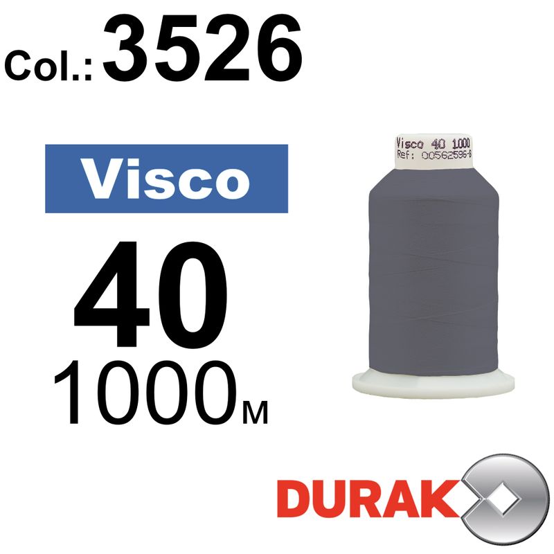 Нитки для машинной вышивки, Visco, вискоза, N40 (120D/2), длина 1000 м., цвет (3526) к20