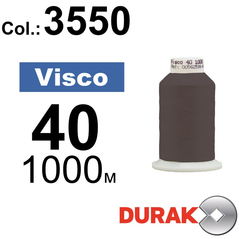 Нитки для машинной вышивки, Visco, вискоза, N40 (120D/2), длина 1000 м., цвет (3550) к20