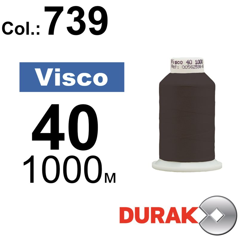 Нитки для машинной вышивки, Visco, вискоза, N40 (120D/2), длина 1000 м., цвет (0739) к20
