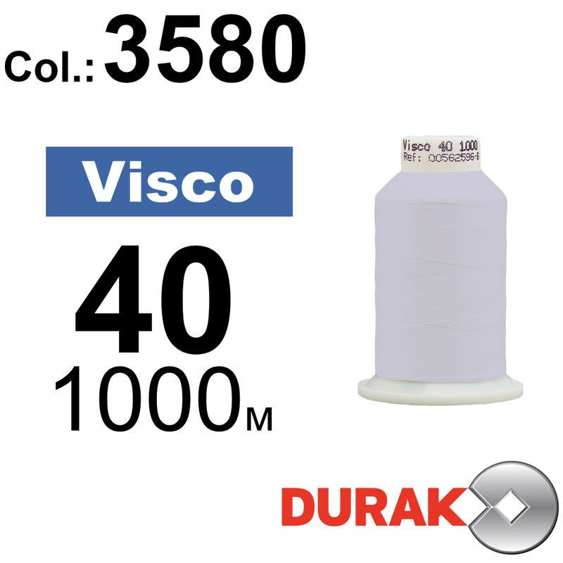 Нитки для машинної вишивки, Visco, віскоза, N40 (120D/2), довжина 1000 м., колір (3580) к20