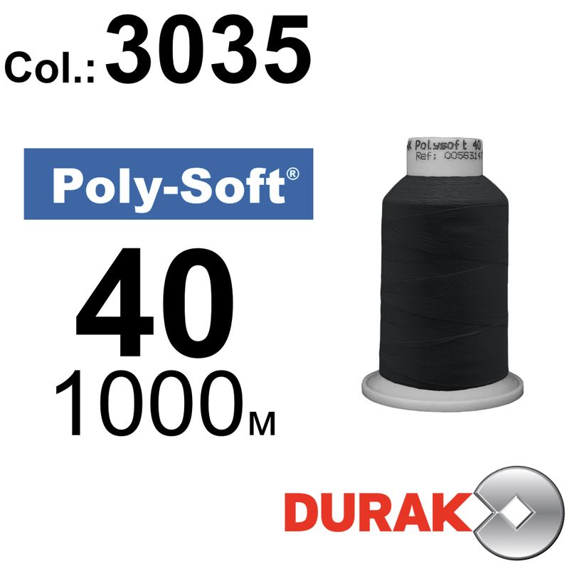 Нитки для машинної вишивки, Poly-Soft, поліестер, N40 (120D/2), довжина 1000 м., колір (3035) к19
