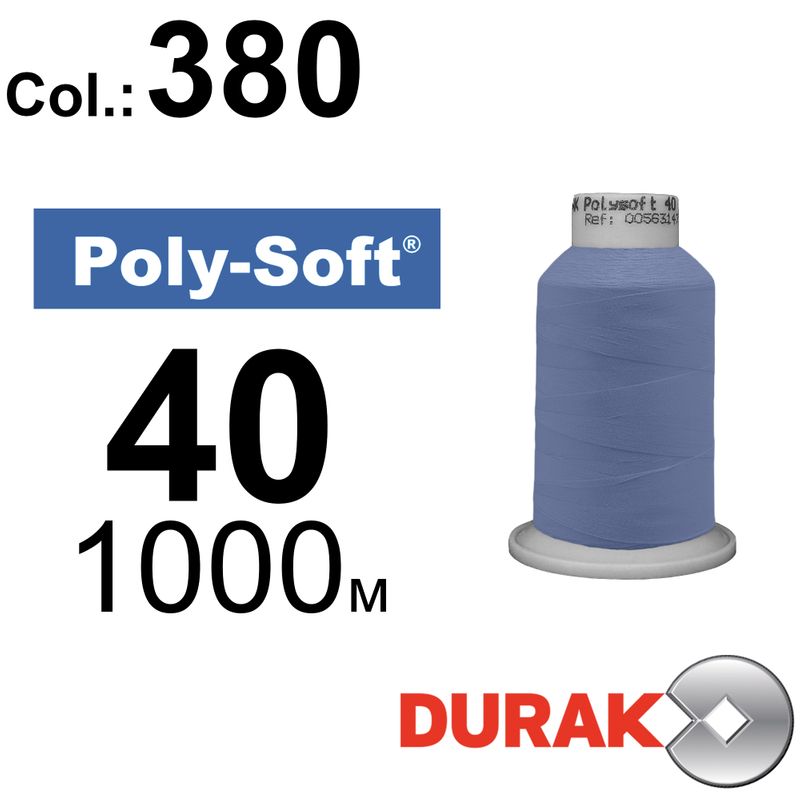 Нитки для машинної вишивки, Poly-Soft, поліестер, N40 (120D/2), довжина 1000 м., колір (380) к1