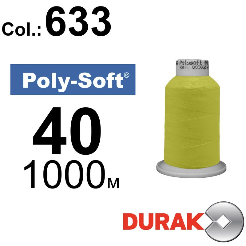 Нитки для машинної вишивки, Poly-Soft, поліестер, N40 (120D/2), довжина 1000 м., колір (633) к2