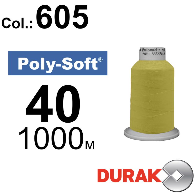 Нитки для машинної вишивки, Poly-Soft, поліестер, N40 (120D/2), довжина 1000 м., колір (605) к2