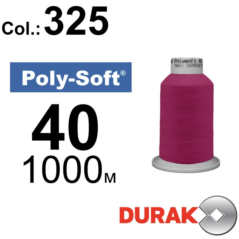 Нитки для машинної вишивки, Poly-Soft, поліестер, N40 (120D/2), довжина 1000 м., колір (325) к5