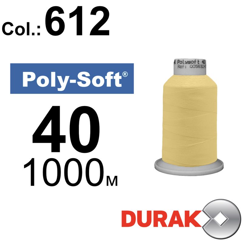 Нитки для машинної вишивки, Poly-Soft, поліестер, N40 (120D/2), довжина 1000 м., колір (612) к7