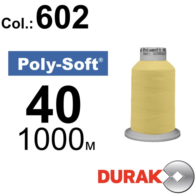 Нитки для машинної вишивки, Poly-Soft, поліестер, N40 (120D/2), довжина 1000 м., колір (602) к7