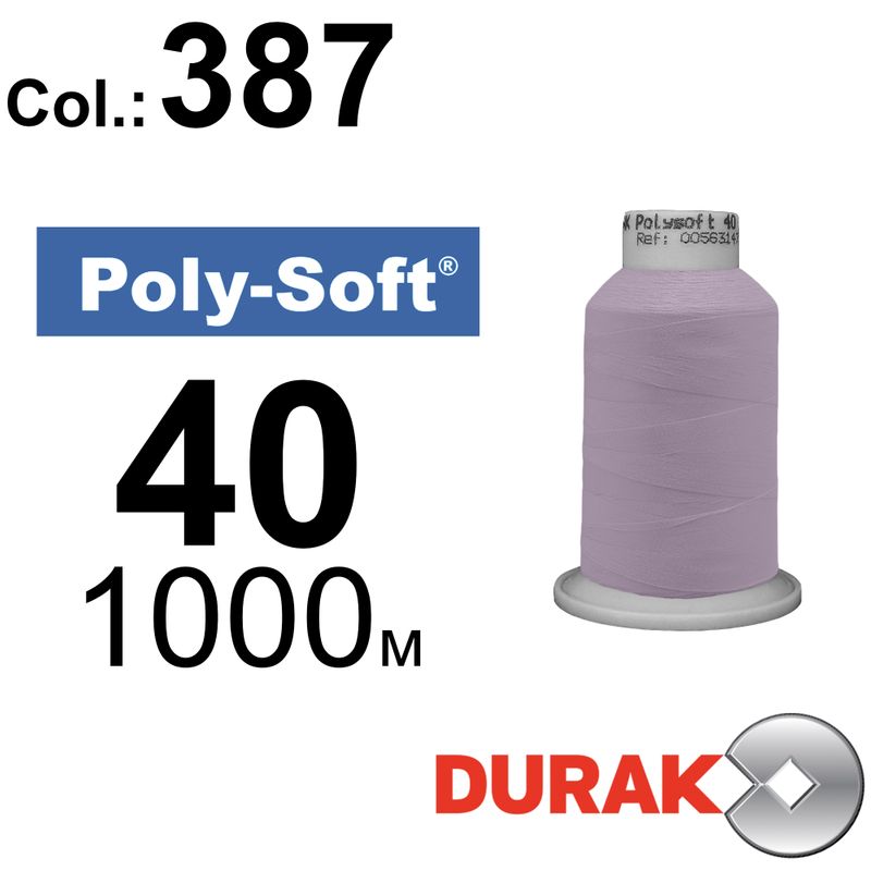 Нитки для машинної вишивки, Poly-Soft, поліестер, N40 (120D/2), довжина 1000 м., колір (387) к11