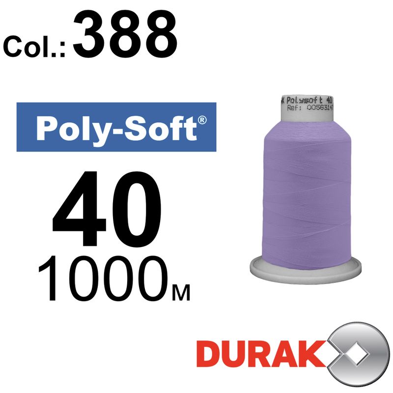 Нитки для машинної вишивки, Poly-Soft, поліестер, N40 (120D/2), довжина 1000 м., колір (388) к12