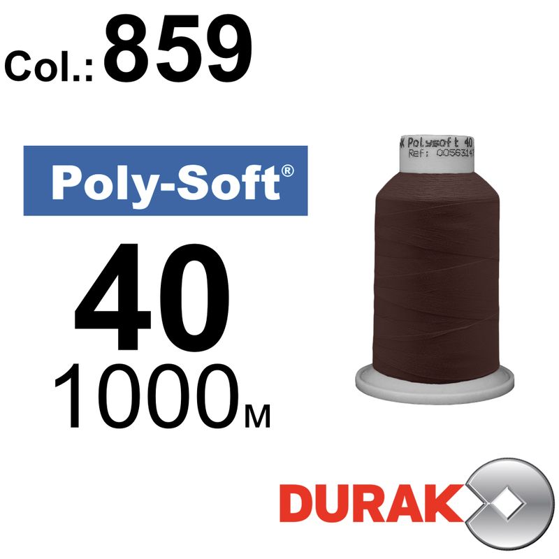 Нитки для машинної вишивки, Poly-Soft, поліестер, N40 (120D/2), довжина 1000 м., колір (859) к15