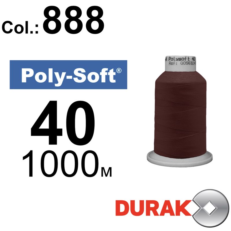 Нитки для машинної вишивки, Poly-Soft, поліестер, N40 (120D/2), довжина 1000 м., колір (888) к15