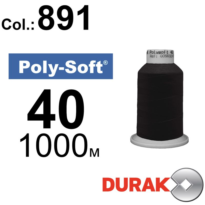 Нитки для машинної вишивки, Poly-Soft, поліестер, N40 (120D/2), довжина 1000 м., колір (891) к18