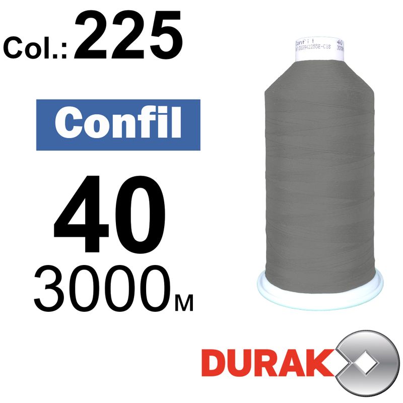 Нитки сверхпрочные, Confil, полиэстер, N40 (60tex), длина 3000 м., цвет 10(225)-107 колонка 12