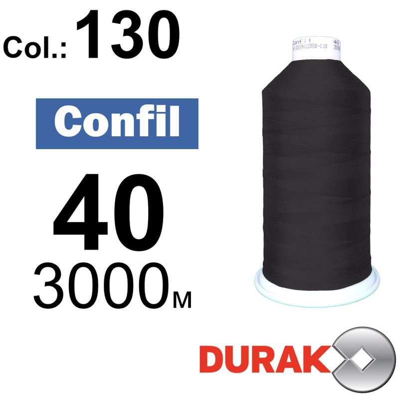 Нитки сверхпрочные, Confil, полиэстер, N40 (60tex), длина 3000 м., цвет 11(130)-330 колонка 12