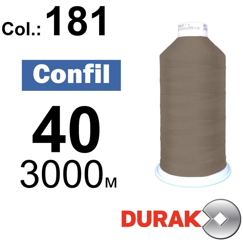 Нитки сверхпрочные, Confil, полиэстер, N40 (60tex), длина 3000 м., цвет 12(181)-99 колонка 10
