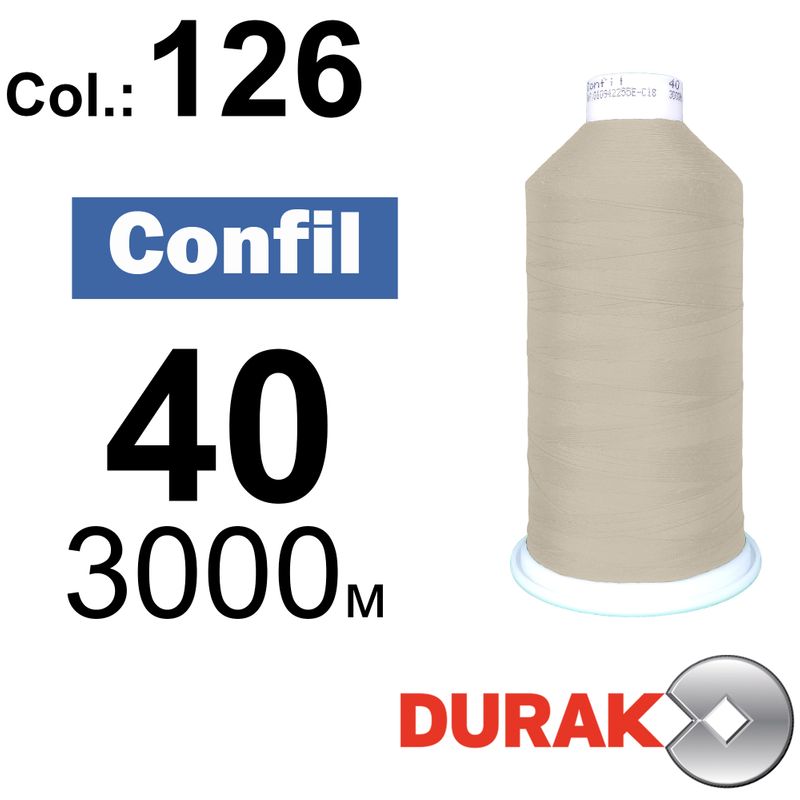 Нитки надміцні, Confil, поліестер, N40 (60tex), довжина 3000 м., колір 20(126)-97 колонка 10