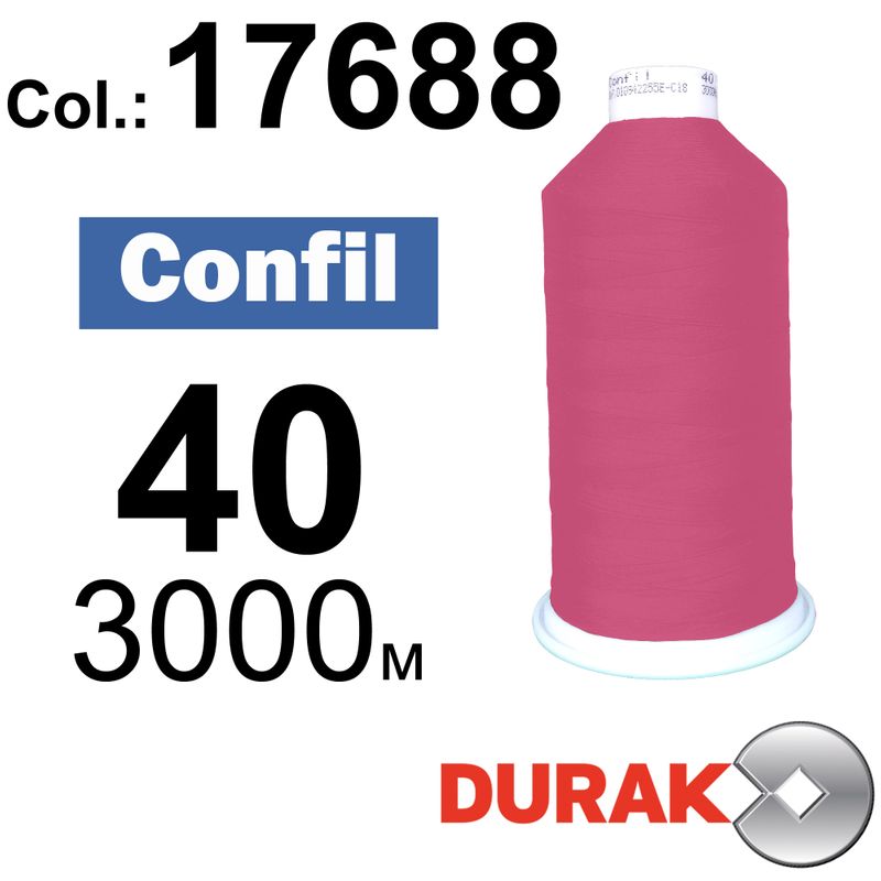 Нитки надміцні, Confil, поліестер, N40 (60tex), довжина 3000 м., колір 32(17688)-153 колонка 4