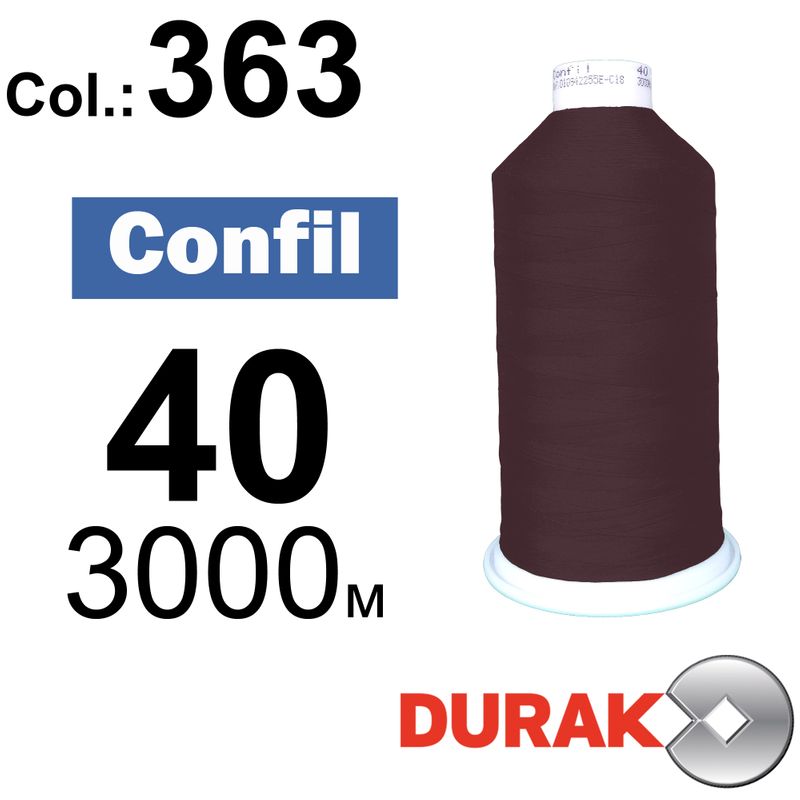 Нитки надміцні, Confil, поліестер, N40 (60tex), довжина 3000 м., колір 49(363)-41 колонка 4