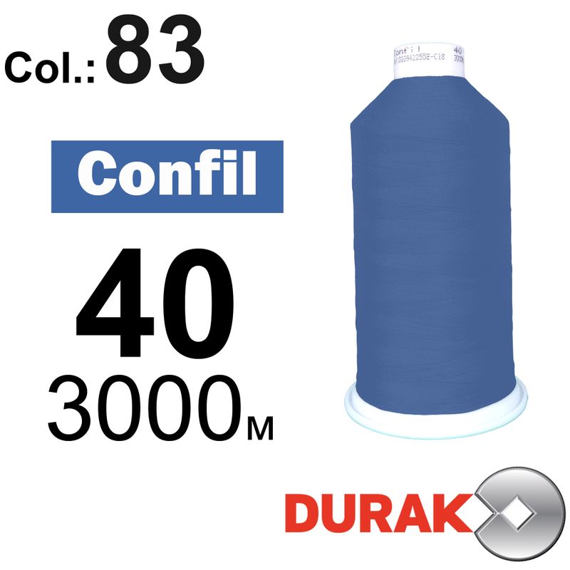 Нитки надміцні, Confil, поліестер, N40 (60tex), довжина 3000 м., колір 27(83)-58 колонка 6