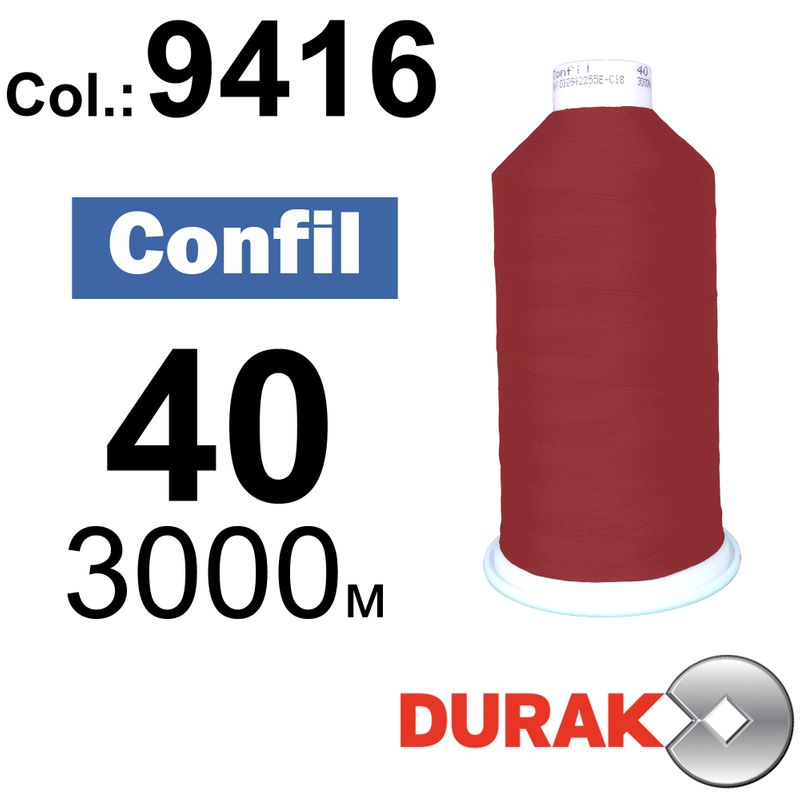 Нитки надміцні, Confil, поліестер, N40 (60tex), довжина 3000 м., колір 37(9416)-11 колонка 1