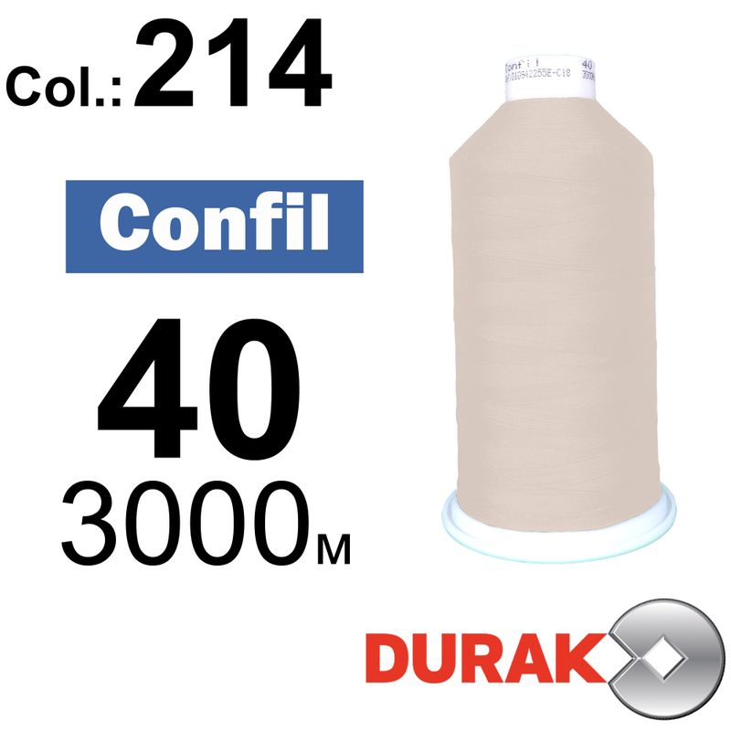 Нитки надміцні, Confil, поліестер, N40 (60tex), довжина 3000 м., колір 42(214)-172 колонка 4