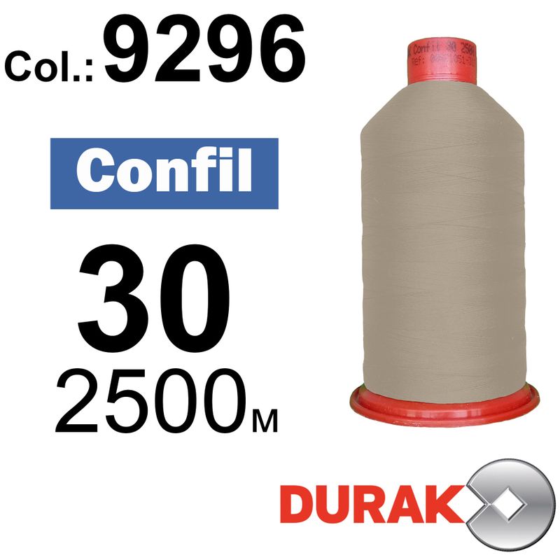 Нитки надміцні, Confil, поліестер, N30 (80tex), довжина 2500 м., колір 03(9296)-98 колонка 10