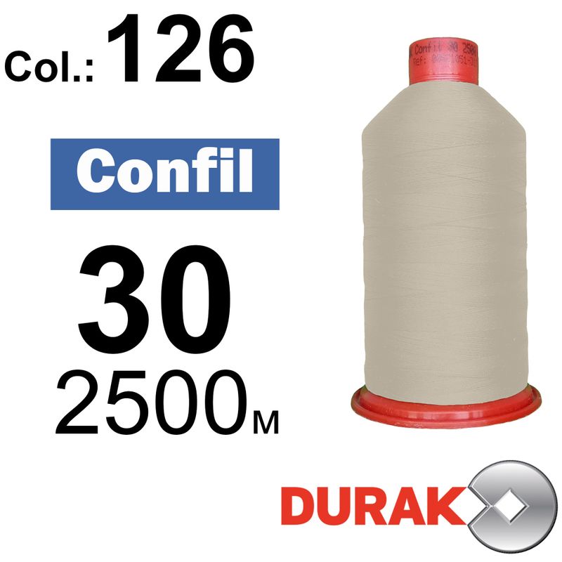 Нитки надміцні, Confil, поліестер, N30 (80tex), довжина 2500 м., колір 05(126)-97 колонка 10