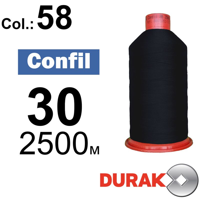 Нитки надміцні, Confil, поліестер, N30 (80tex), довжина 2500 м., колір 07(58)-72 колонка 12