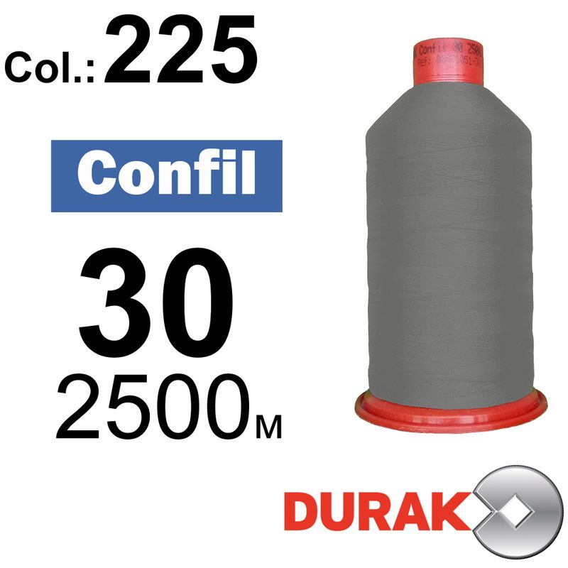 Нитки надміцні, Confil, поліестер, N30 (80tex), довжина 2500 м., колір 11(225)-107 колонка 12