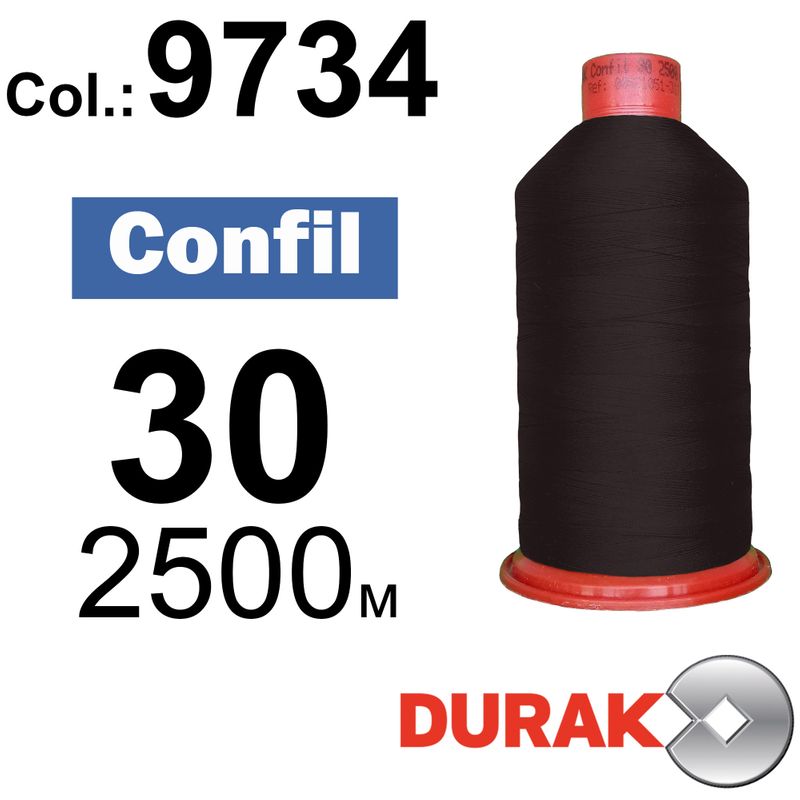 Нитки надміцні, Confil, поліестер, N30 (80tex), довжина 2500 м., колір 15(9734)-47 колонка 3